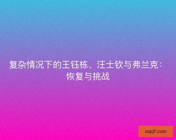 复杂情况下的王钰栋、汪士钦与弗兰克：恢复与挑战
